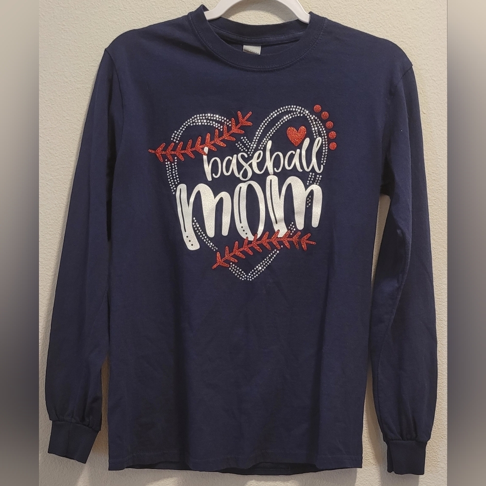 Baseball Mom Kids Long Sleeve Shirt - Navy Blue
